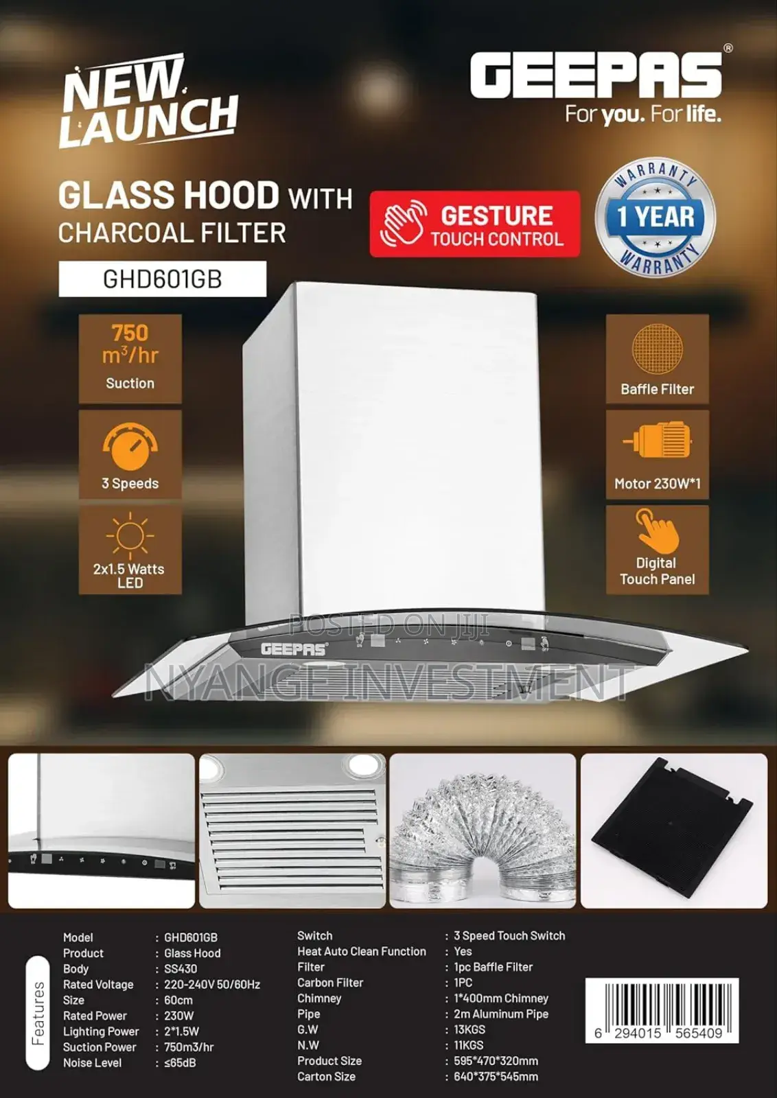 Geepas Chimney Hood. Chimney Hood.