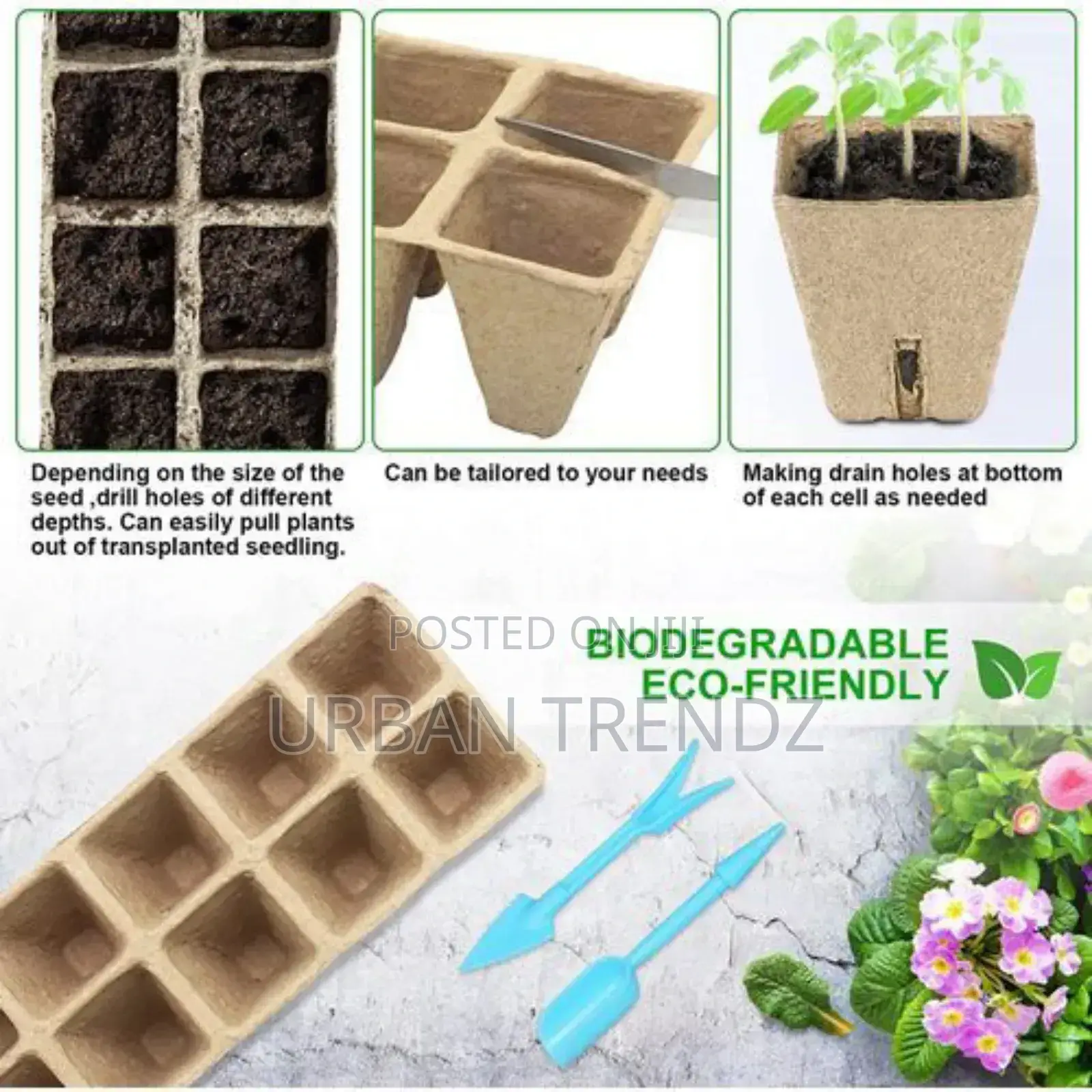 12 Pack Seed Starter Tray Kit Organic Biodegradable