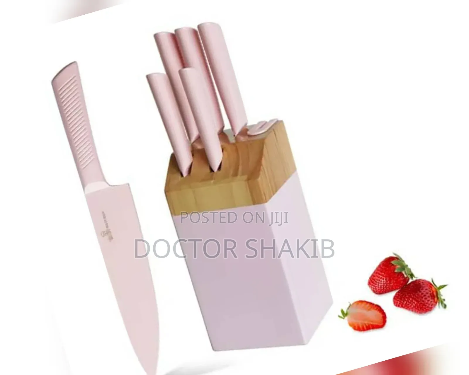 Sweet Pink 7pc Knife Set With a Holder