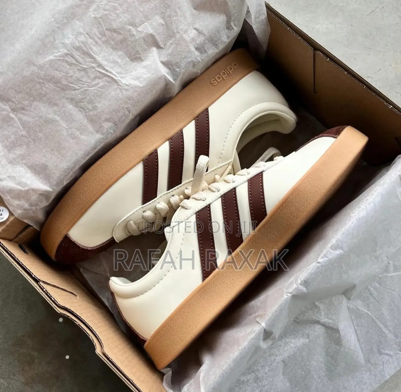 Adidas Neo 5 Court 2.0 Cream Brown Gum Casual Sneakers