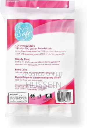 Photo - Simply Soft Cotton Rounds, 100% Cotton, Absorbent Pads