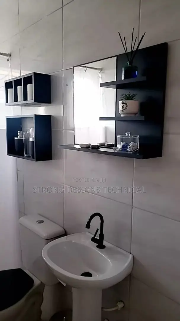 Bathroom Wall Mirror Shelf With 3 Extra Shelves