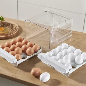 32 Grid Double Layer Egg Tray Holder, Transparent Storage