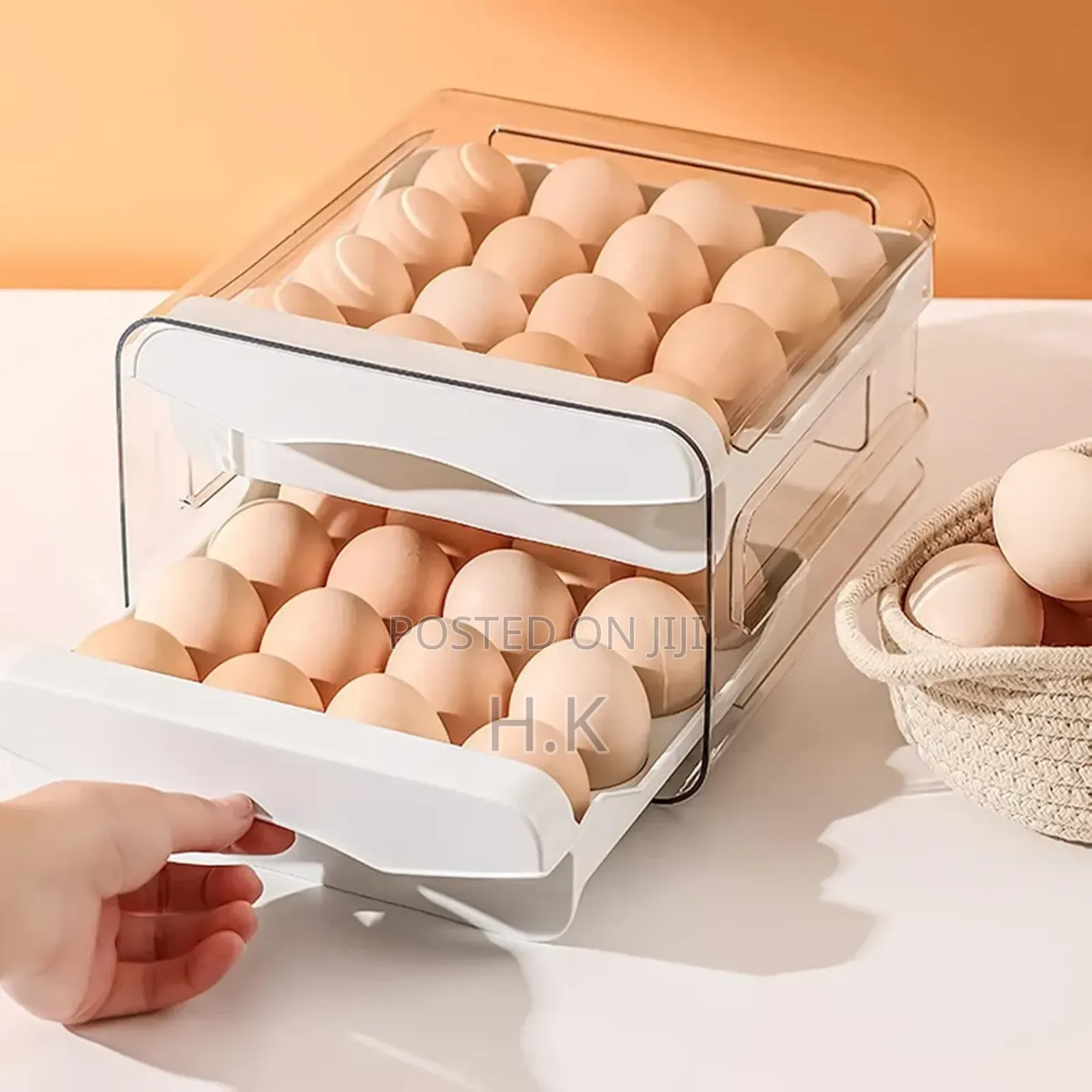 32 Grid Double Layer Egg Tray Holder, Transparent Storage