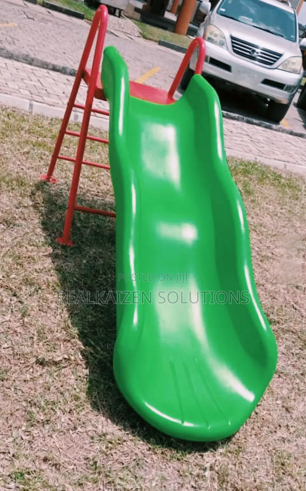 Kids Outdoor Playground Plastic Slide With Metallic Frame
