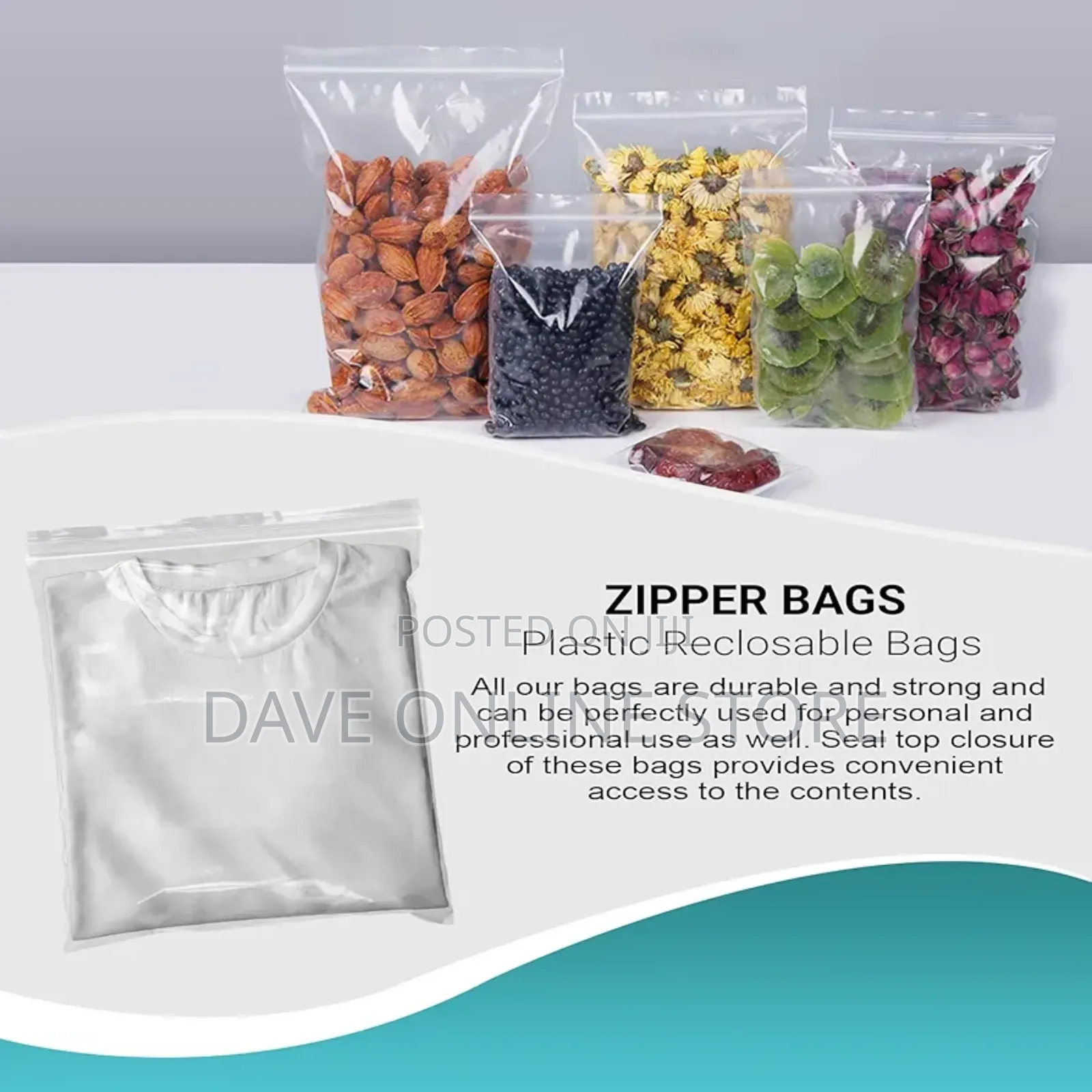 100 Clear Zipper Bags 12 X 12. Seal Top Polyethylene Bags.