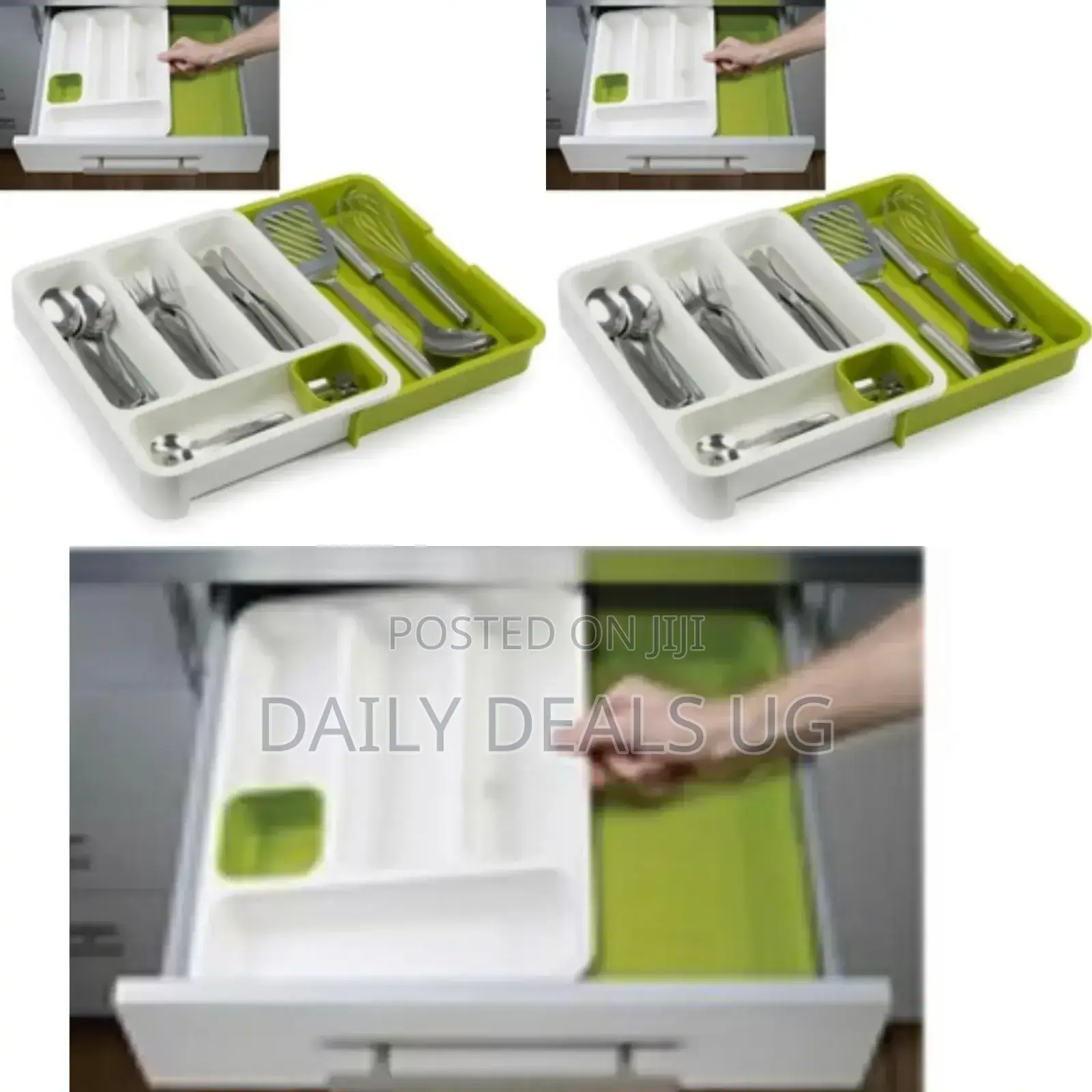 Portable Green and White Cutlery Drawer