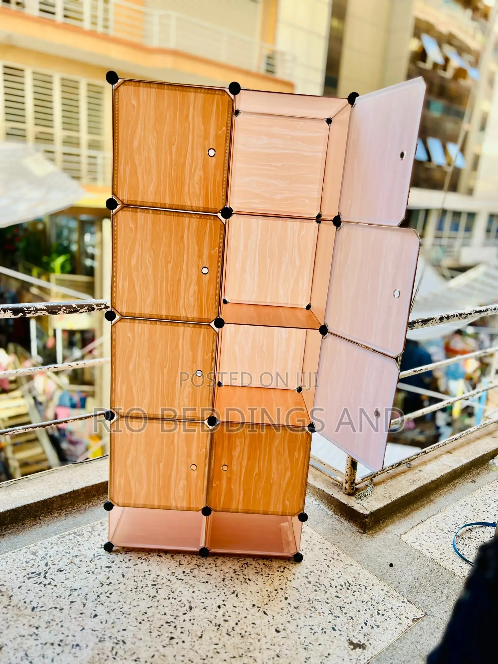 Two Columns Plastic Wardrobe / Color Brown