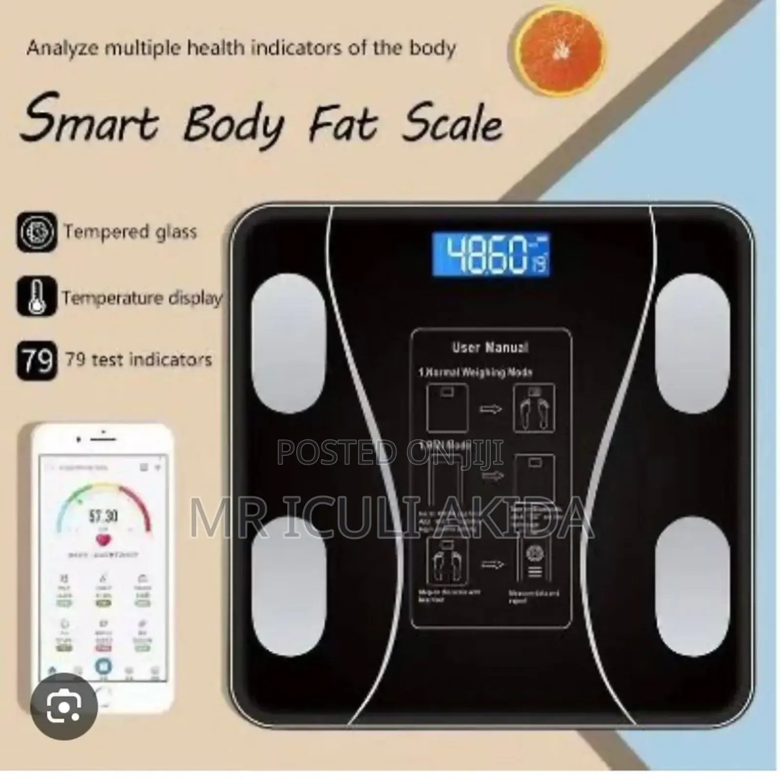 180kgs Tempered Glass Healthy Smart Body Fat Weighing Scale