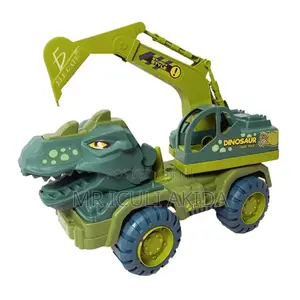Kids Playing Dinosaur Truck With Friction Powered Excavator