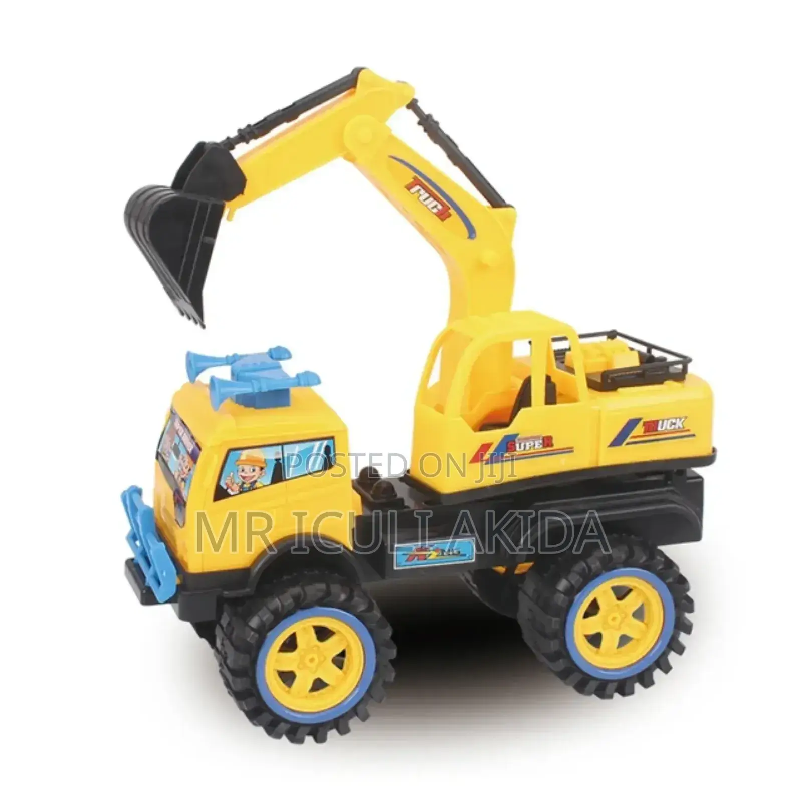 Kids Playing Excavator Truck With Friction Powered Excavator