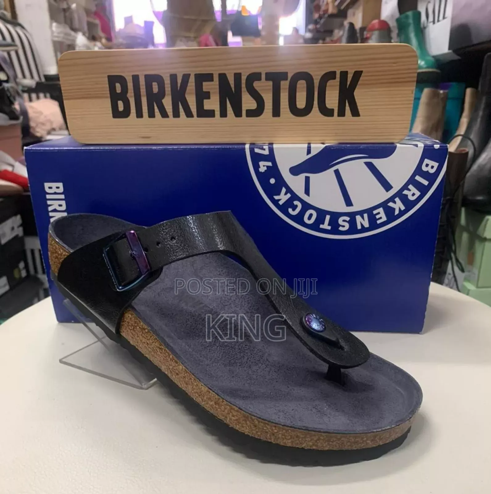 Peach Gizeh Birkenstock Sandals. Natural Leather