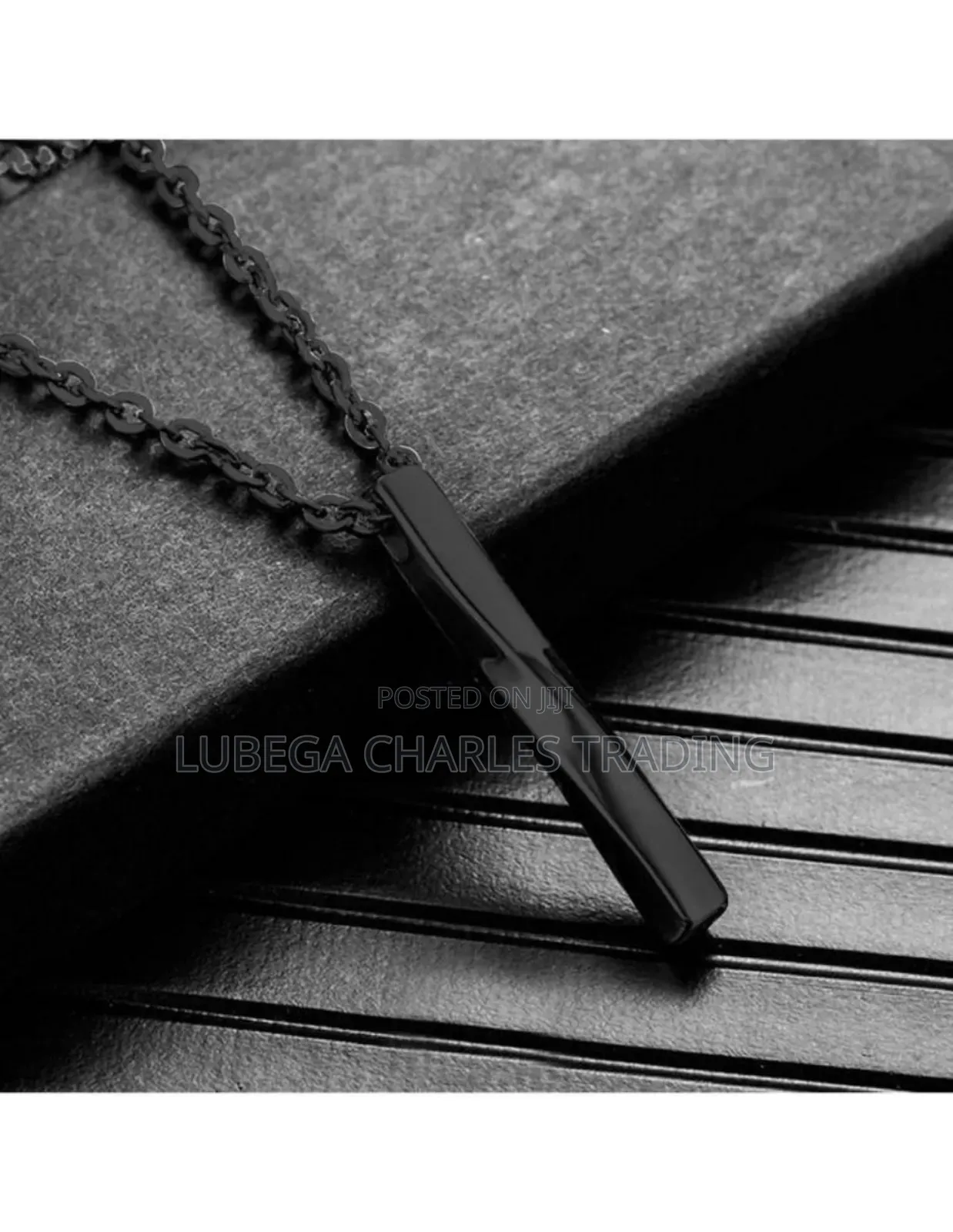 Classic Black Twisted Bar Pendant
