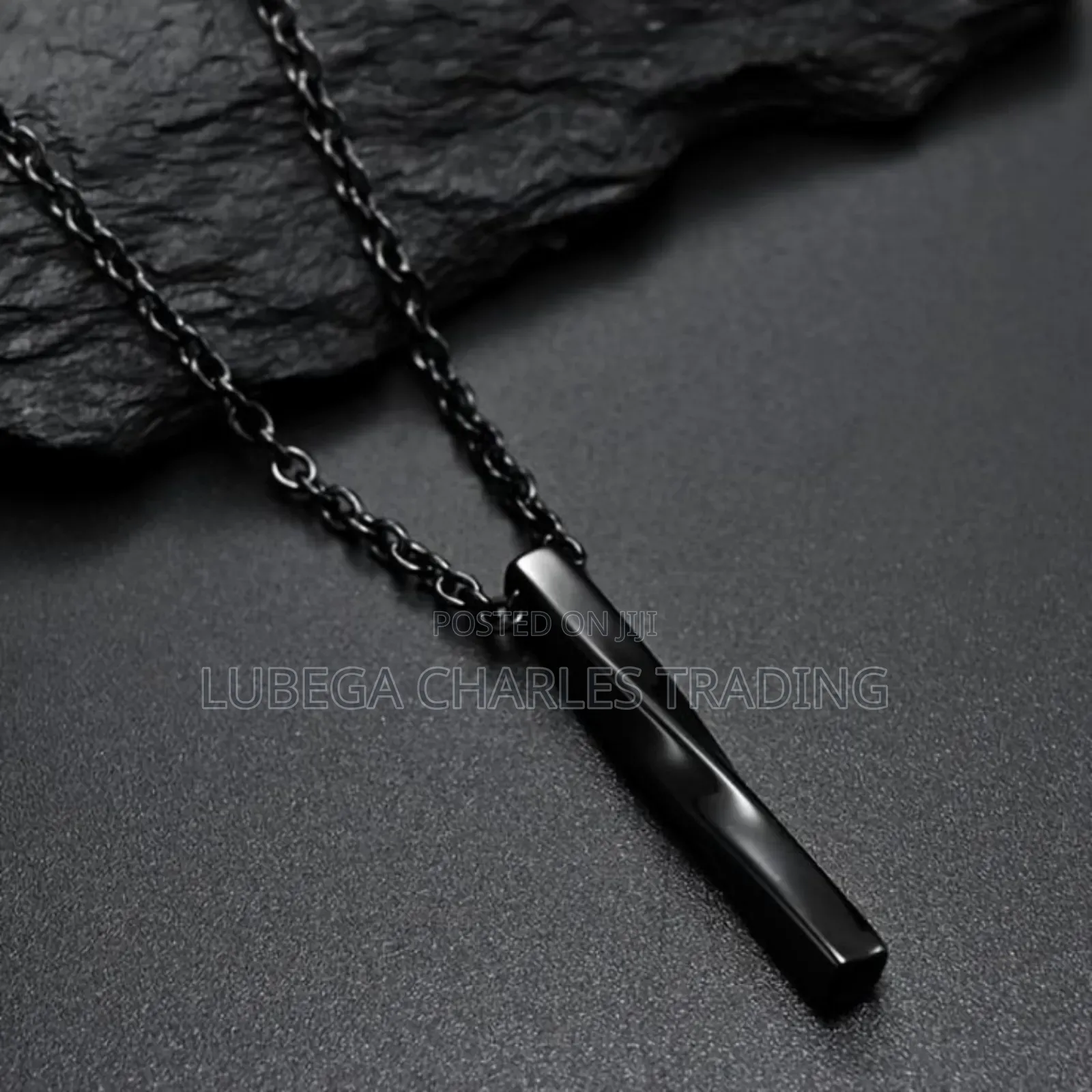 Classic Black Twisted Bar Pendant