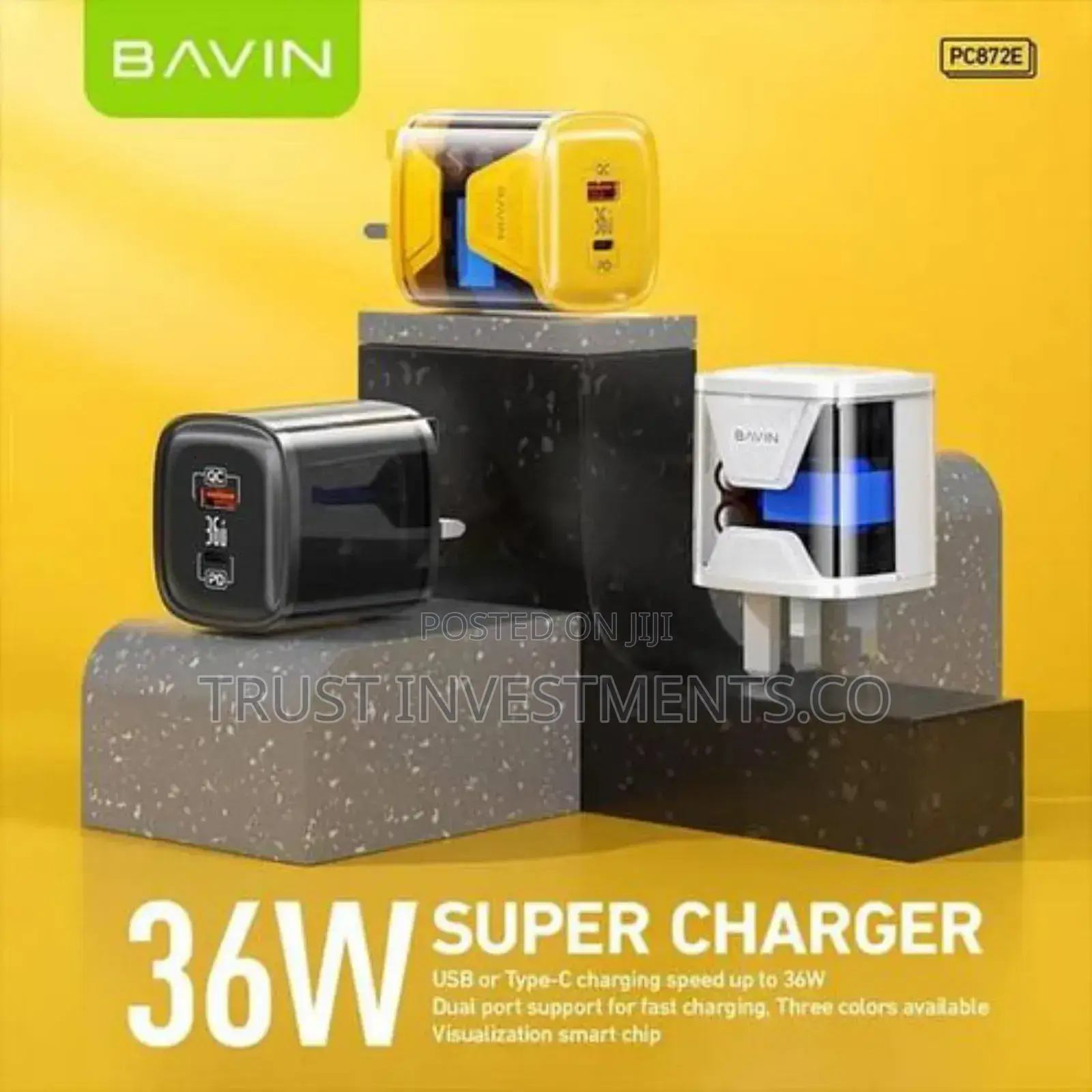 BAVIN Transparent 36W Quick Charge 3.0 With TYPE C USB