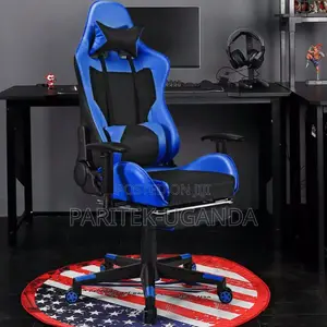 Photo - Gaming Chair With Health Massager Lumbar Support-blue