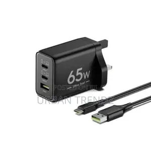 Tecnou60t 65W Gan 3 Ports Omnli Fast Charger- Black/ White