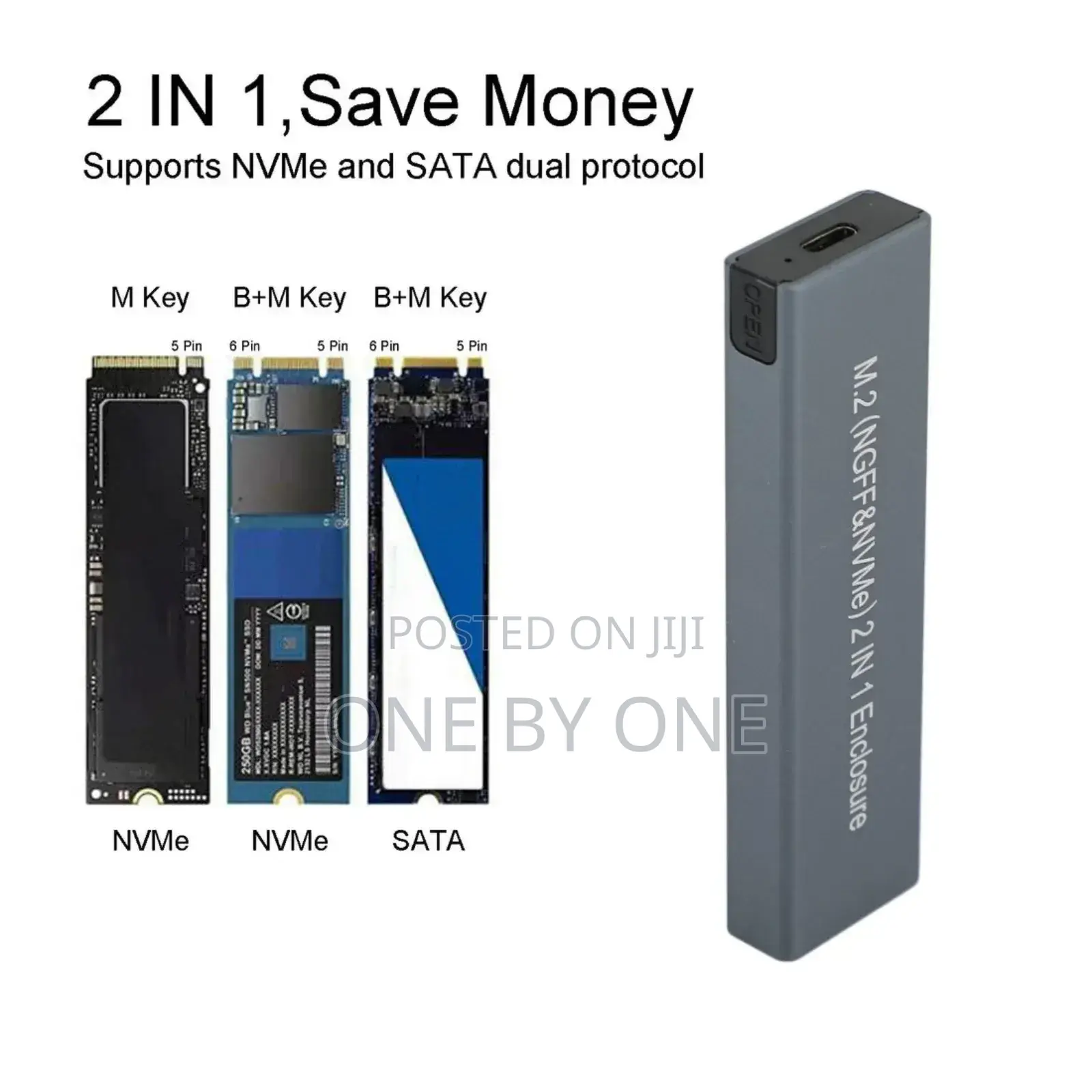 M.2 NVME SSD to USB 3.1 Case Hard Drive Enclosure Dual