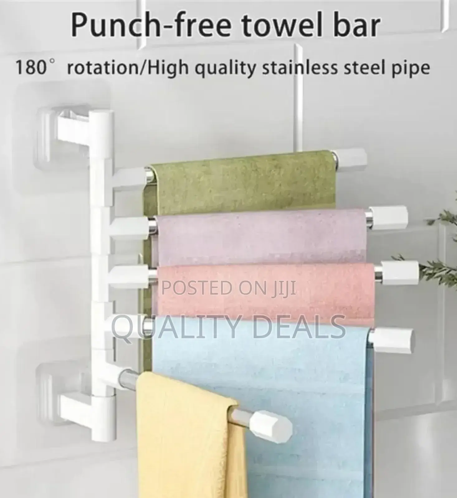 Wall Mount Towel Holder Swing 5 Bar Rack