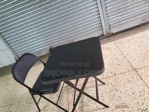 Leather Foldable Chair and Glass Table