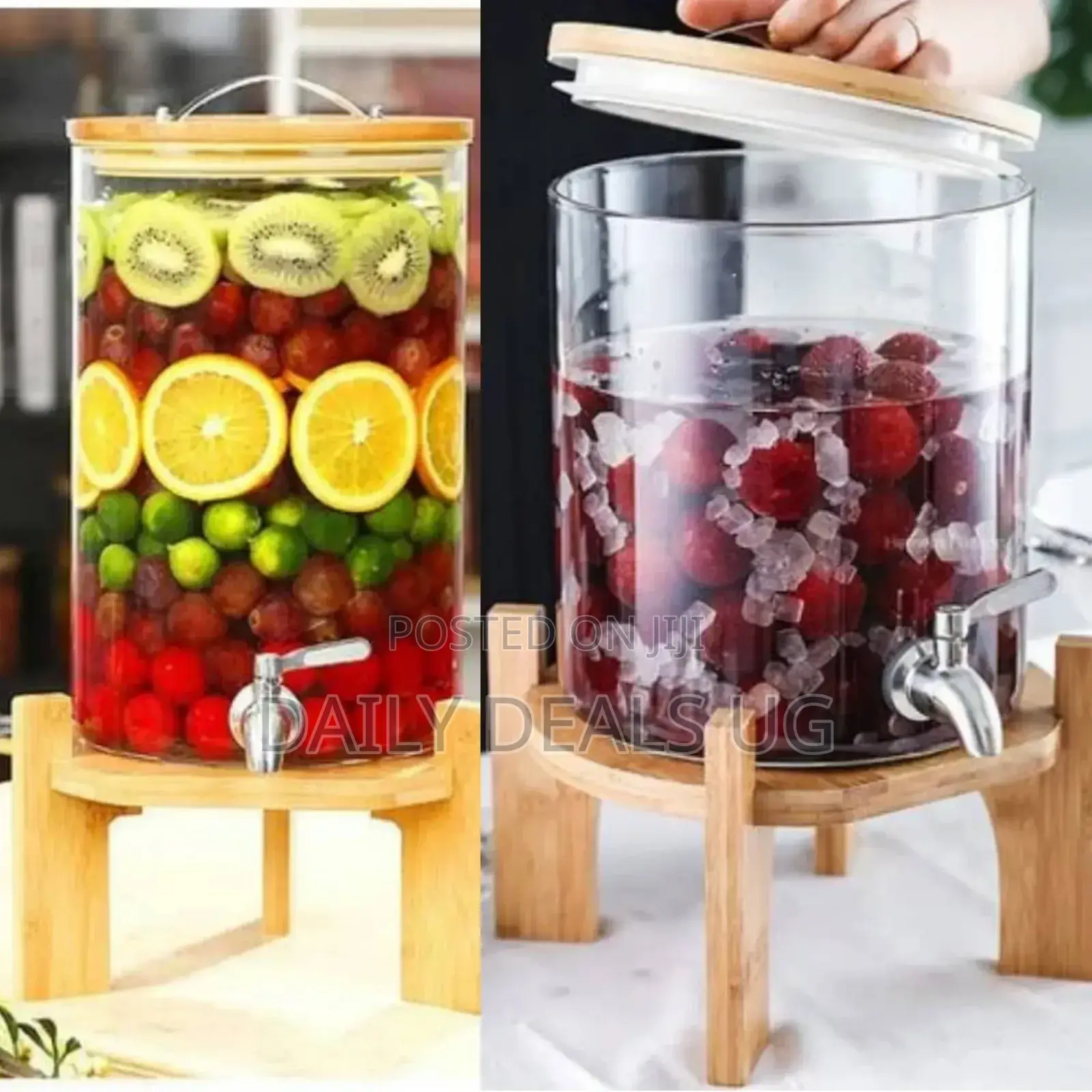 Glasses Juice Dispenser With Bamboo Stand