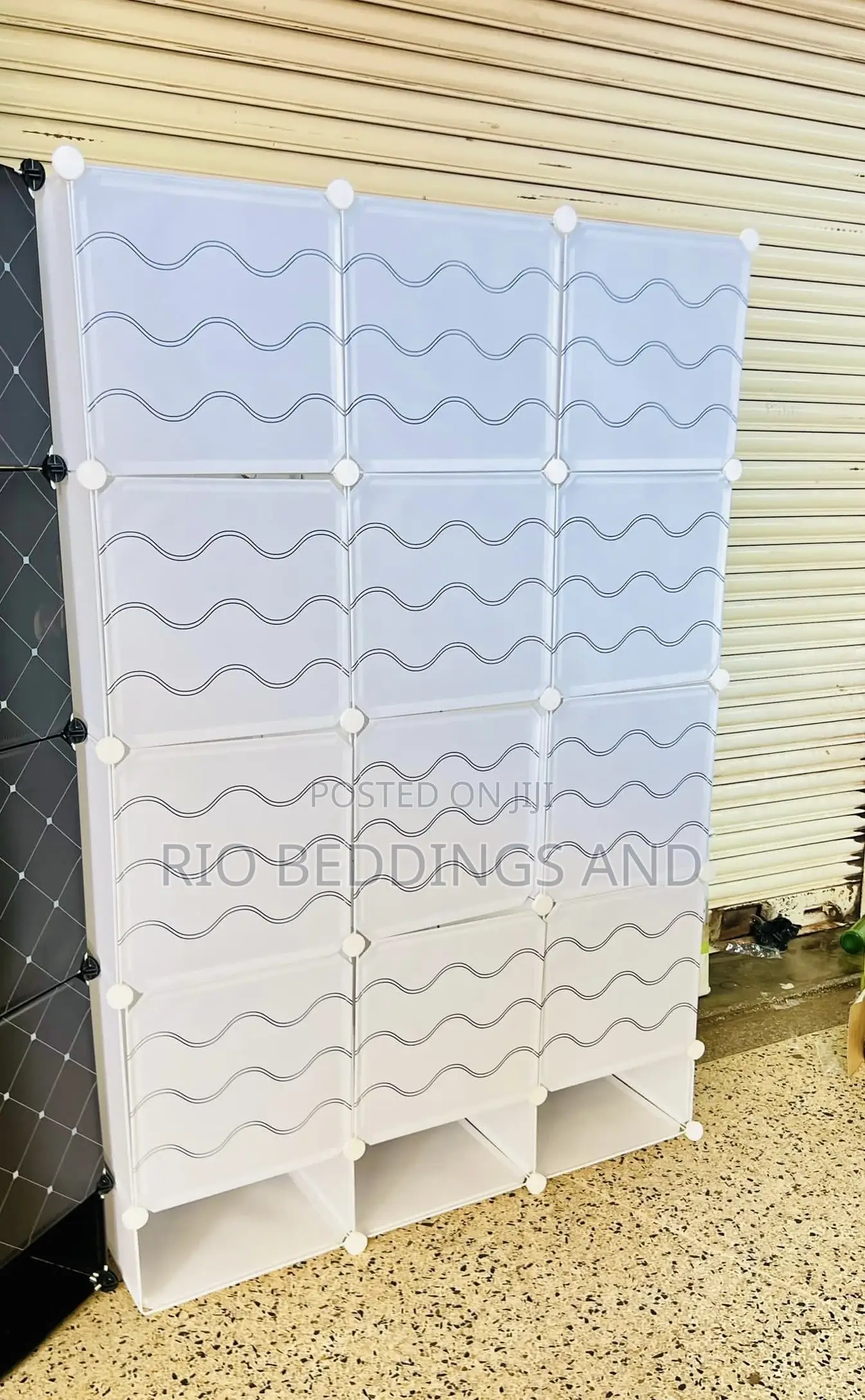 Plastic Wardrobe With Three Columns and Shoe Rack Layers