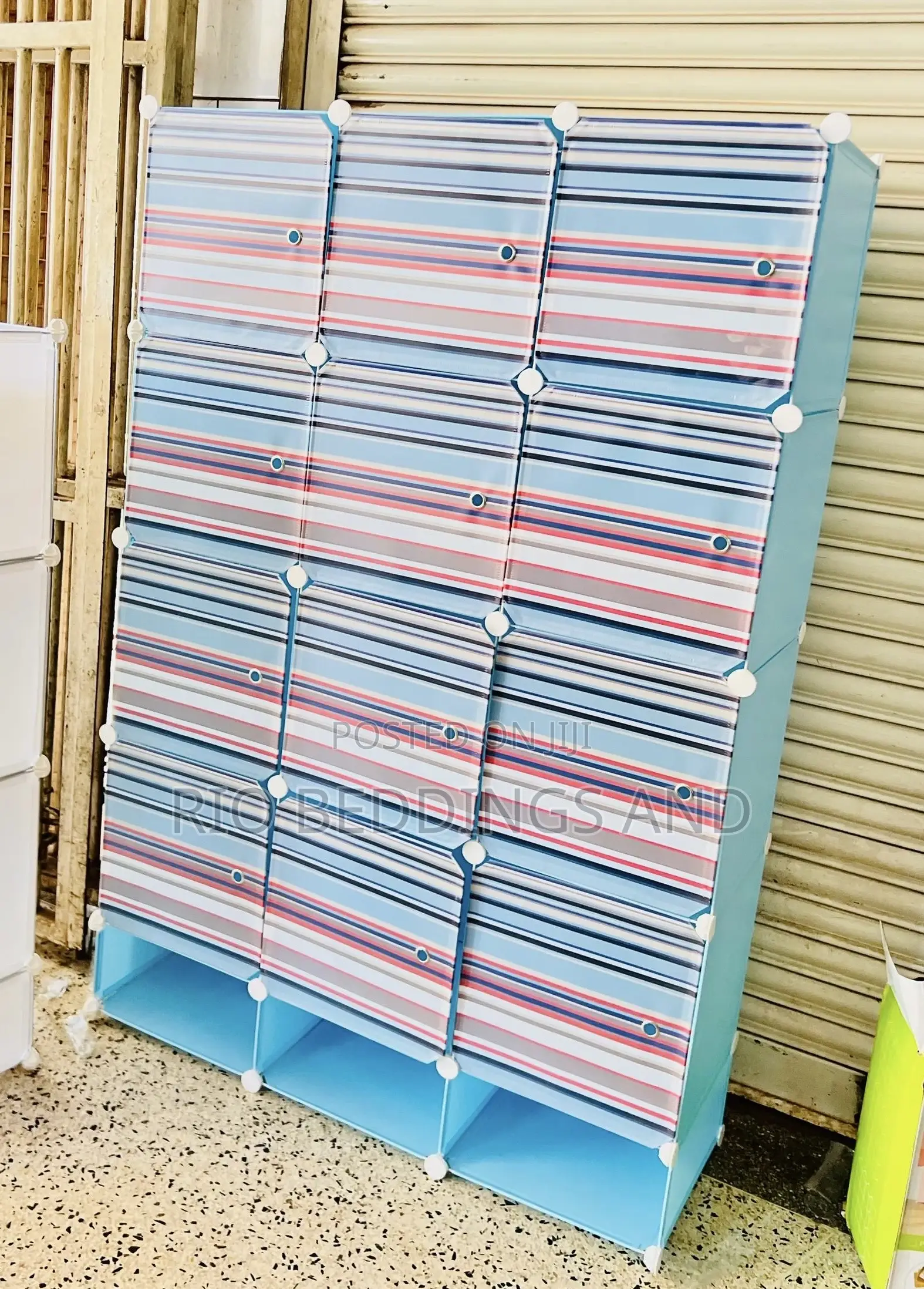 Plastic Wardrobe With Three Columns and Shoe Rack Layers