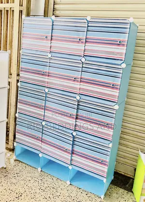 Plastic Wardrobe With Three Columns and Shoe Rack Layers