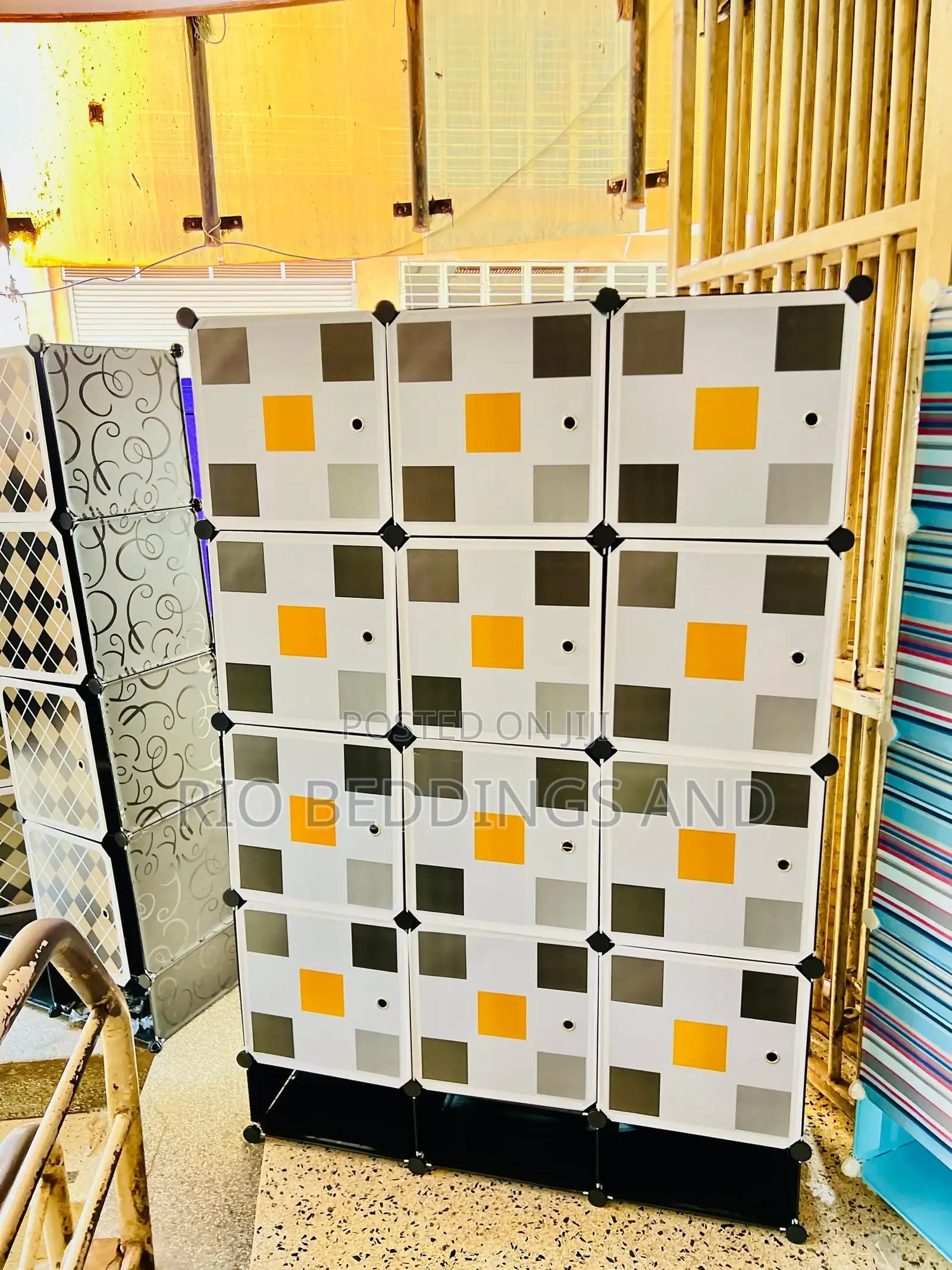 Plastic Wardrobe With Three Columns and Shoe Rack Layers