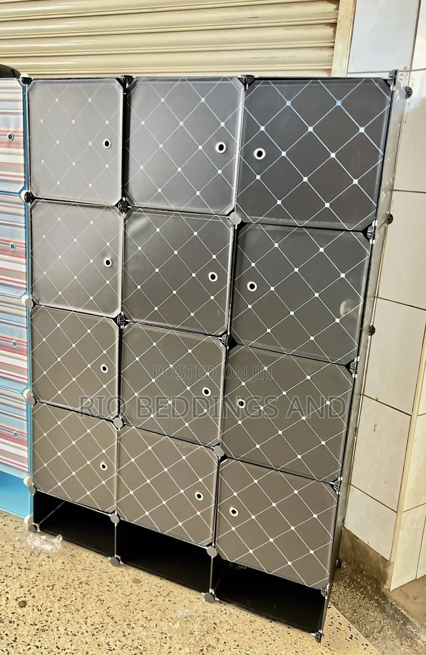 Plastic Wardrobe With Three Columns and Shoe Rack Layers