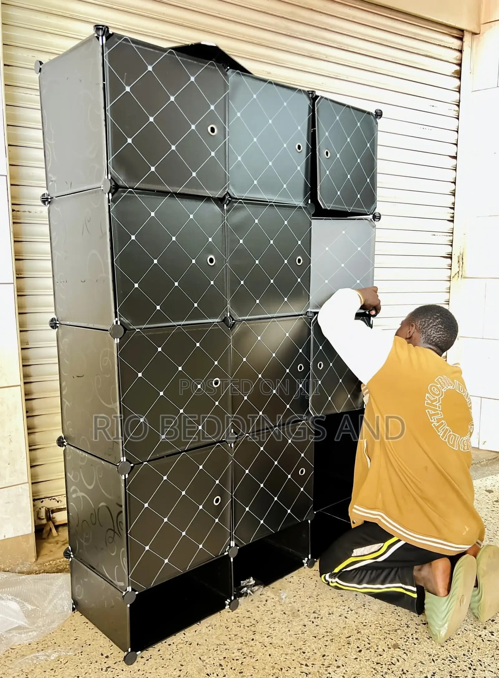 Plastic Wardrobe With Three Columns and Shoe Rack Layers