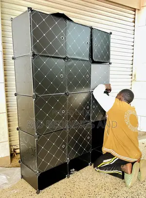 Plastic Wardrobe With Three Columns and Shoe Rack Layers