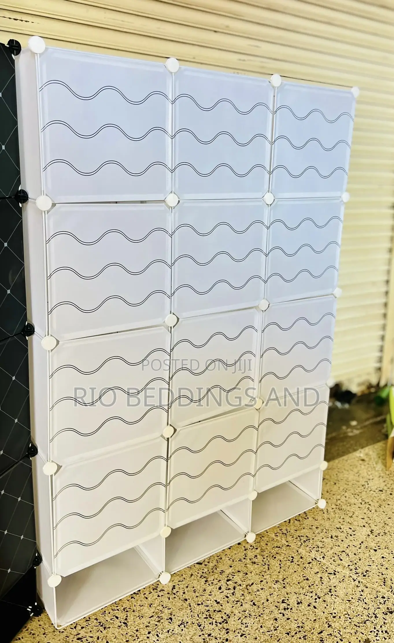 Plastic Wardrobe With Three Columns and Shoe Rack Layers