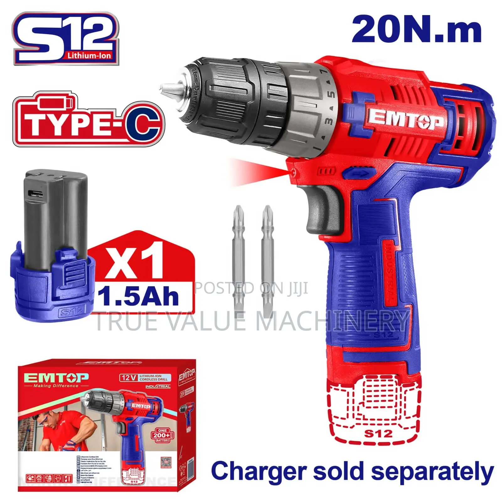 12V Cordless Battery Drill 1.5ah