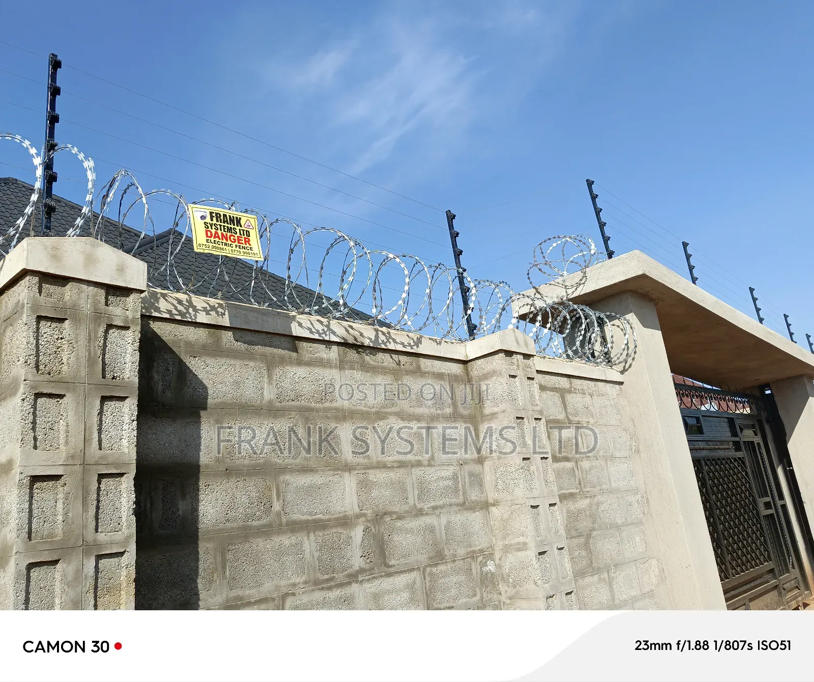 Electric Fence With Razor Wire Fence.