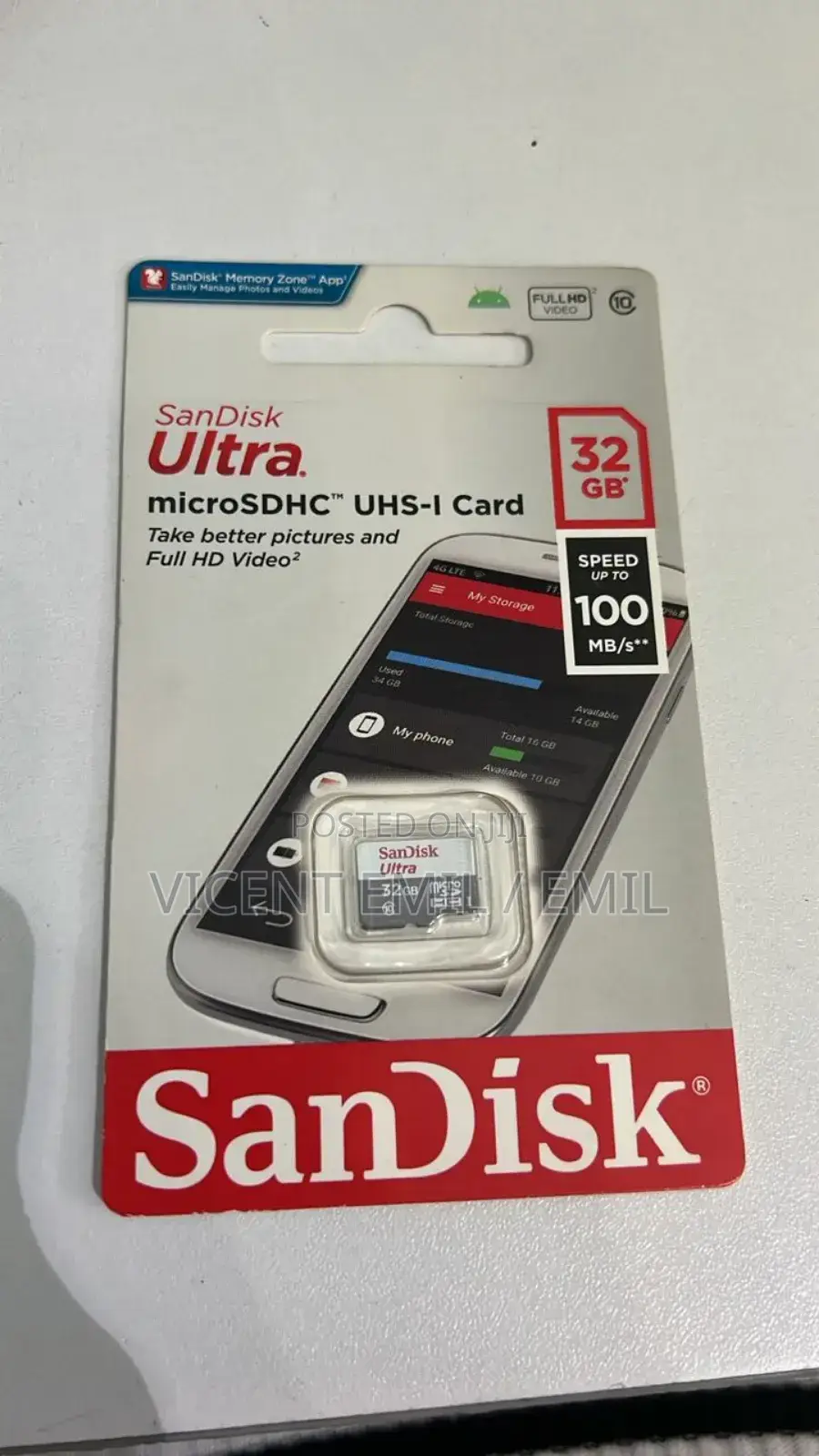 Sandisk Ultra Memory Card 32GB 100mb/S**