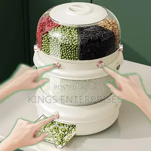 Rotating Double Layer Multifunctional Cereal Storage and Dispenser