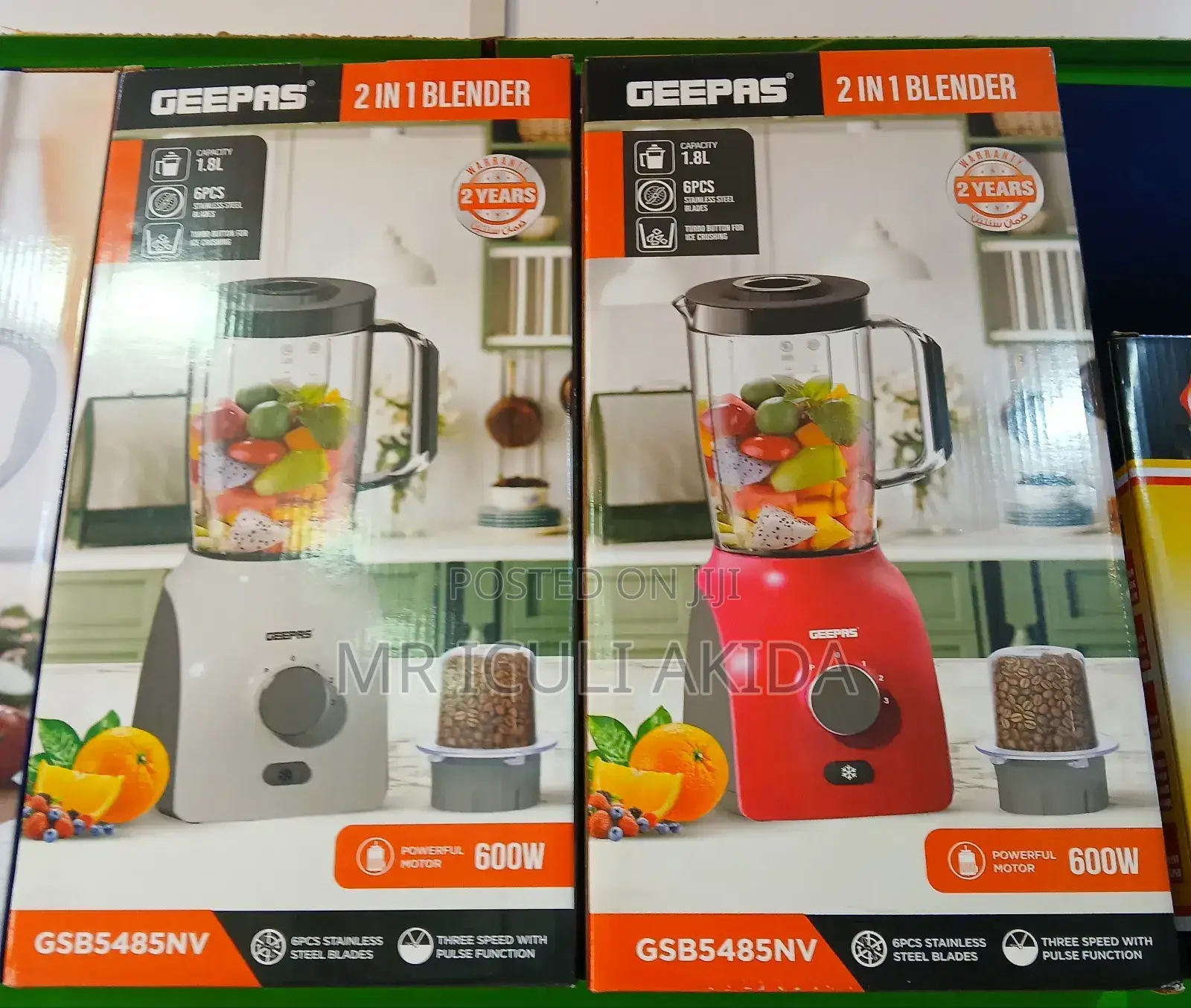 Geepas 600w 2in11.5L Stainless Steel Blade Pulse Blender