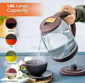 Geepas 1.8L Illuminating Electric Glass Kettle (Brown)