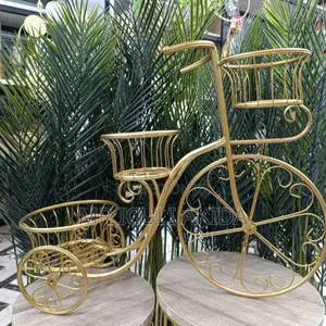 Photo - Gold Metal Frame Flower Pot Shelf Decorative Carrier