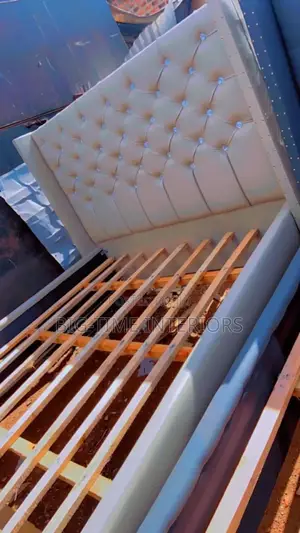 Cream Leather Dressed Bed 5*6