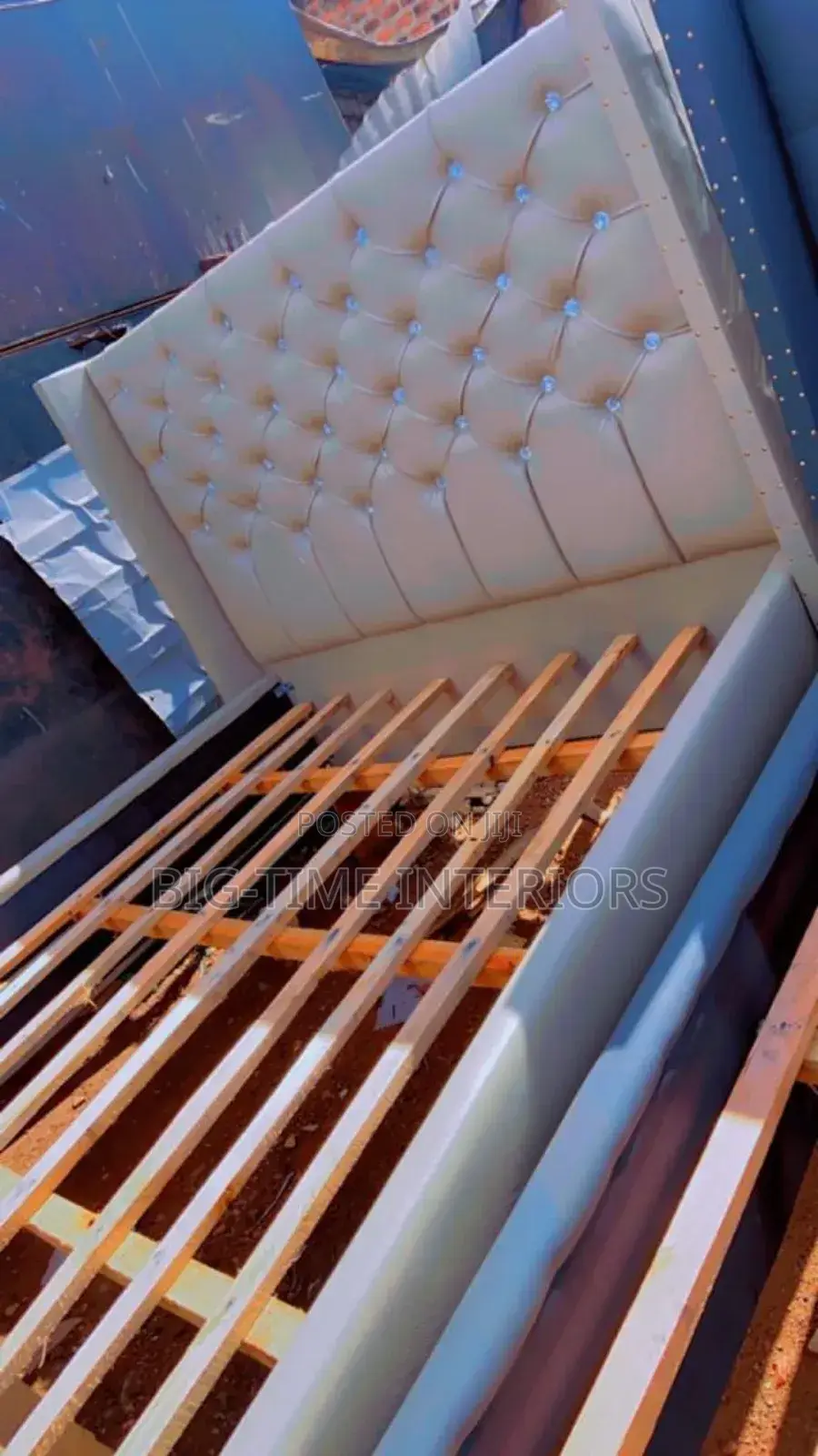 Cream Leather Dressed Bed 5*6