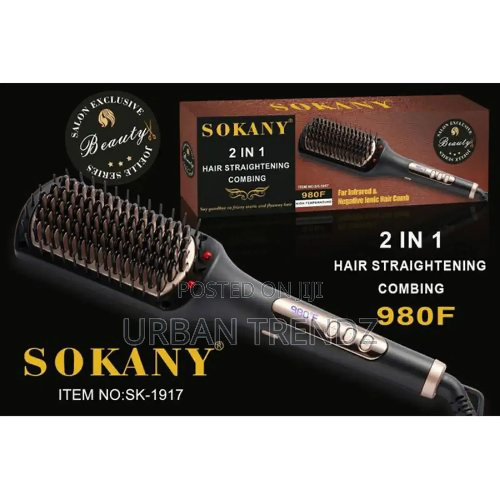 2 in 1 Electric Hair Straightening and Curling Brush -