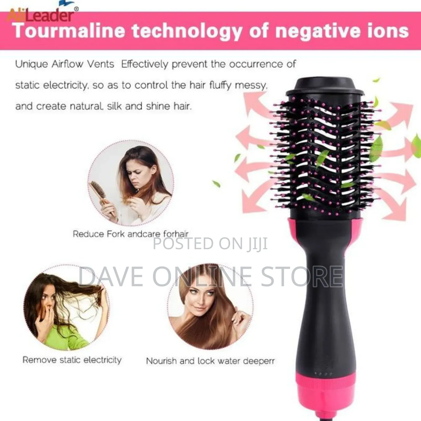 Hot Air Brush Salon Hair Dryer Straightener Curler