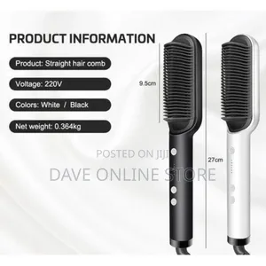 2 in 1 Hot-Air Hair Styling Straightener Hair Brush -Black