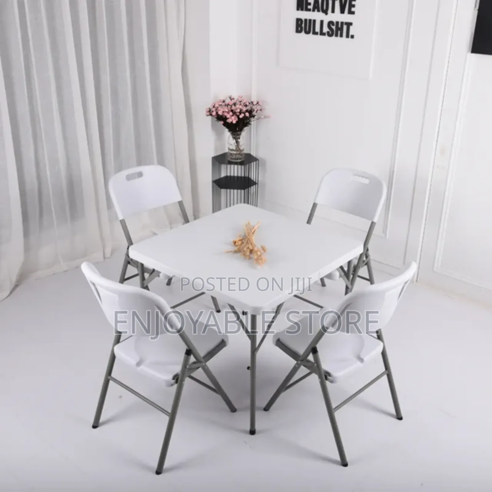 Plastic Picnic Foldable Square Table and 4 Chairs