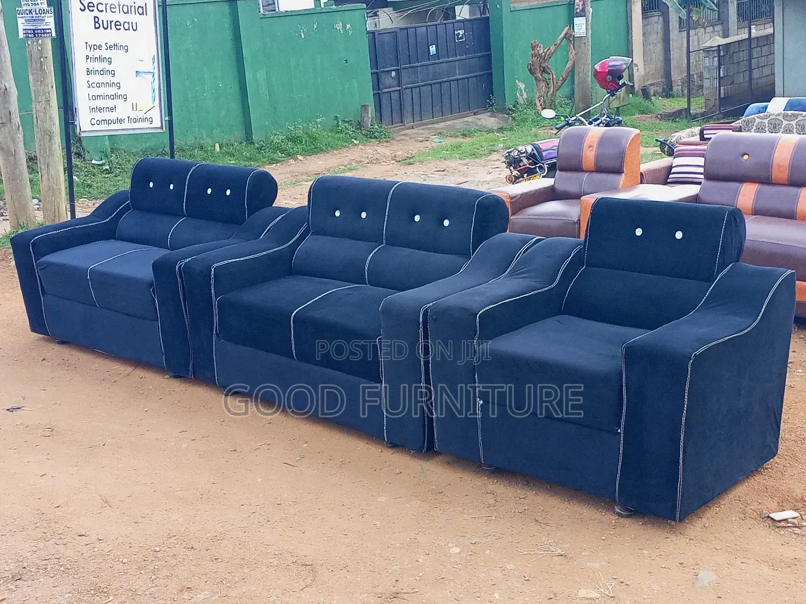 Black Five Seater Sofa Set