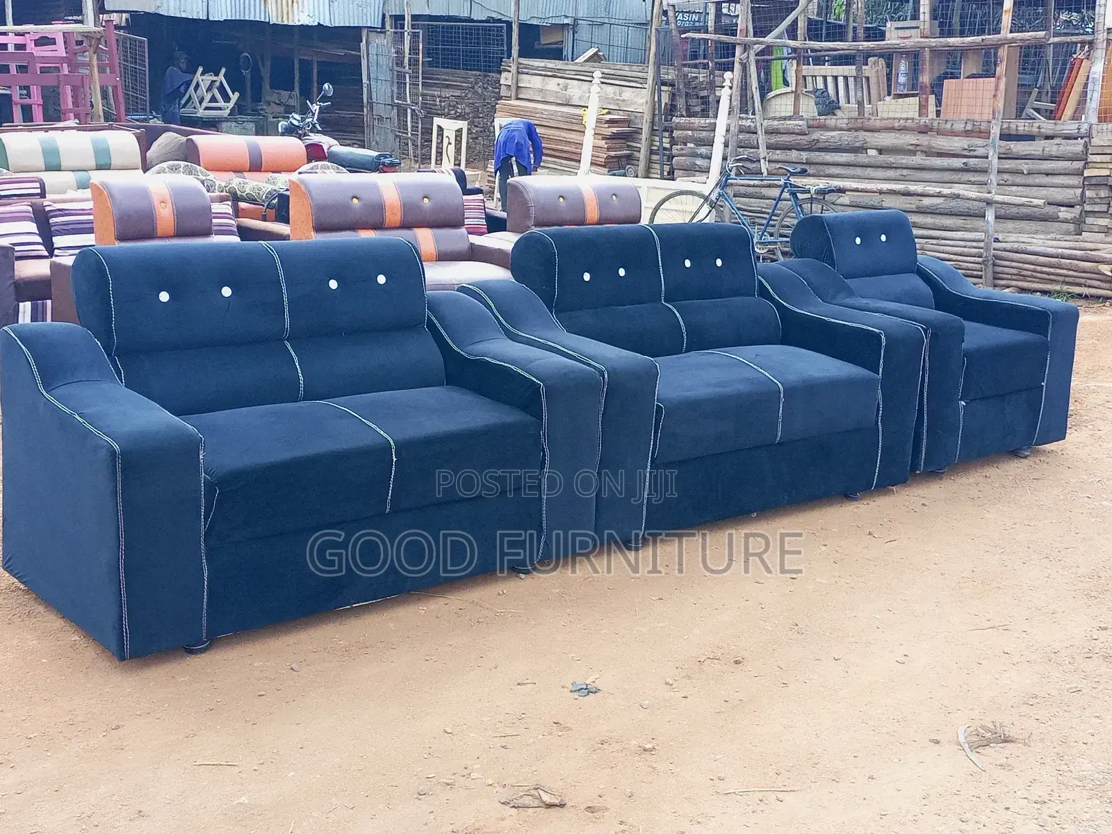Black Five Seater Sofa Set