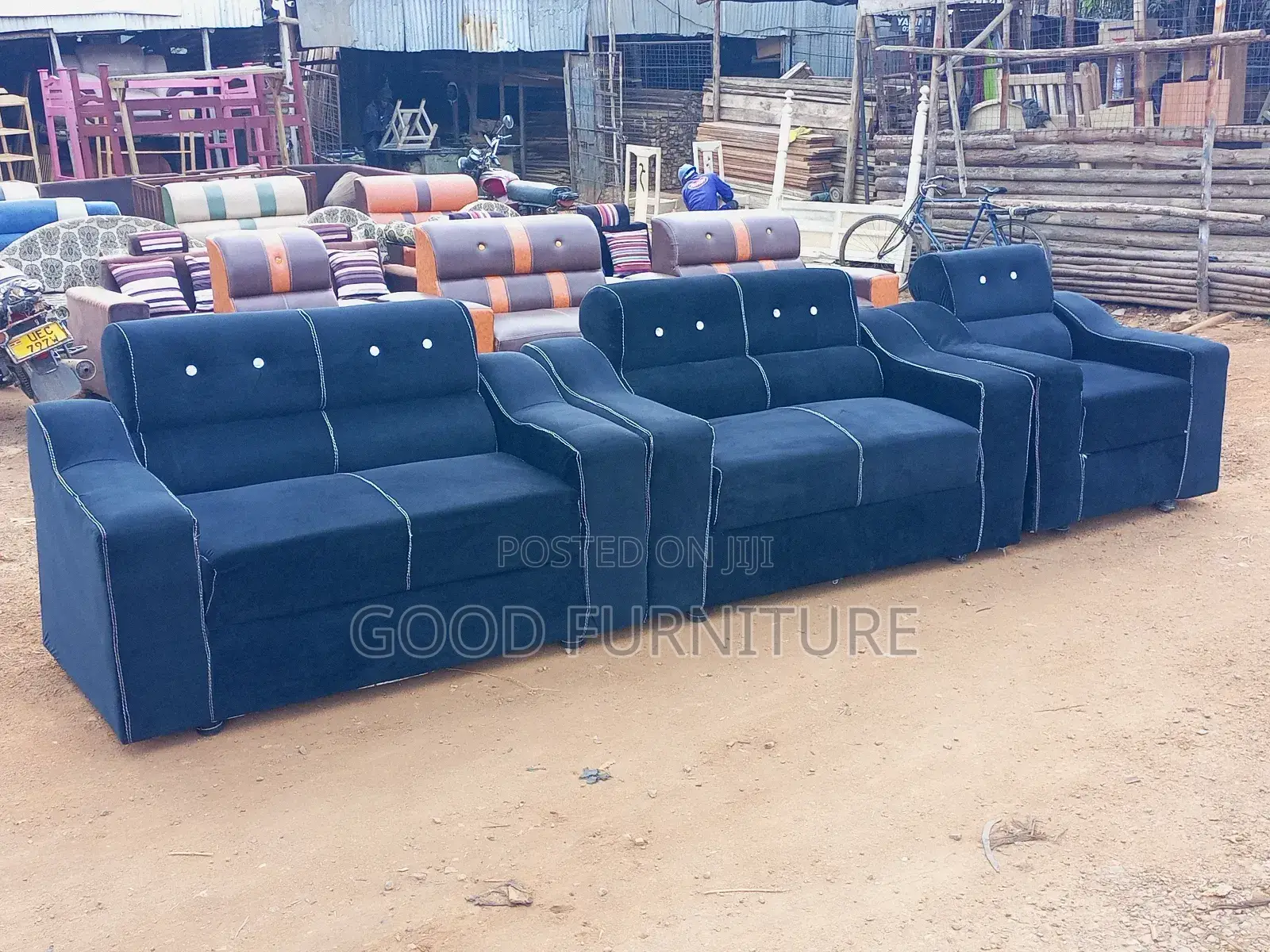 Black Five Seater Sofa Set