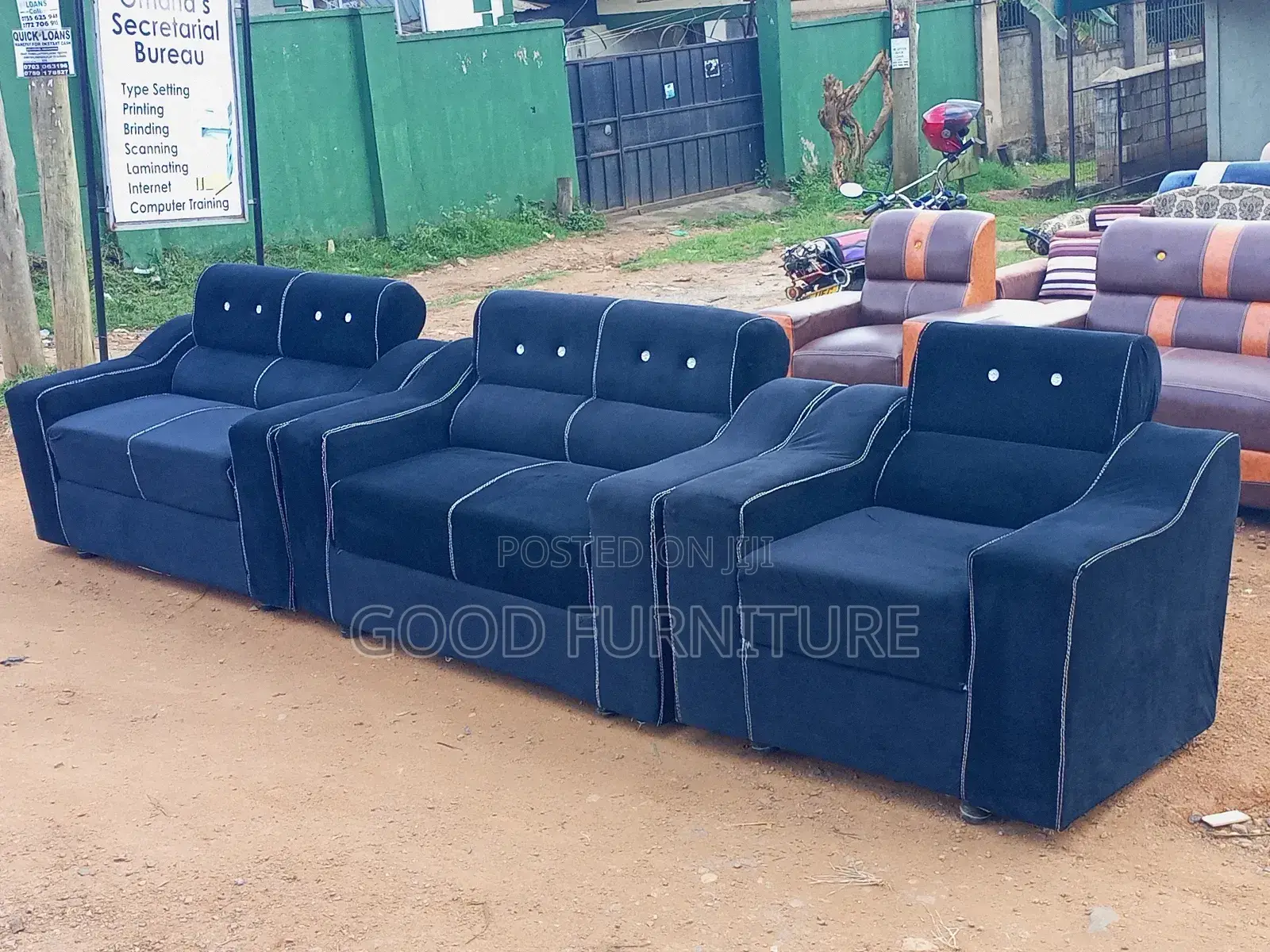 Black Five Seater Sofa Set